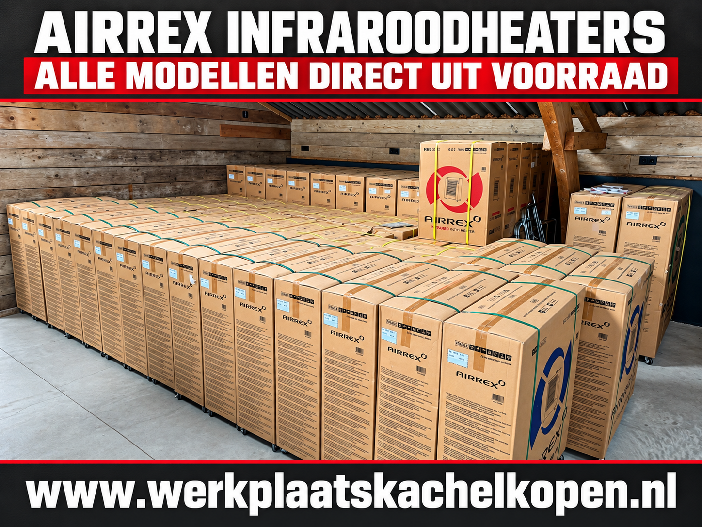 Grote voorraad nieuwe Airrex diesel infraroodheaters bij WerkPlaatsKachelKopen.nl