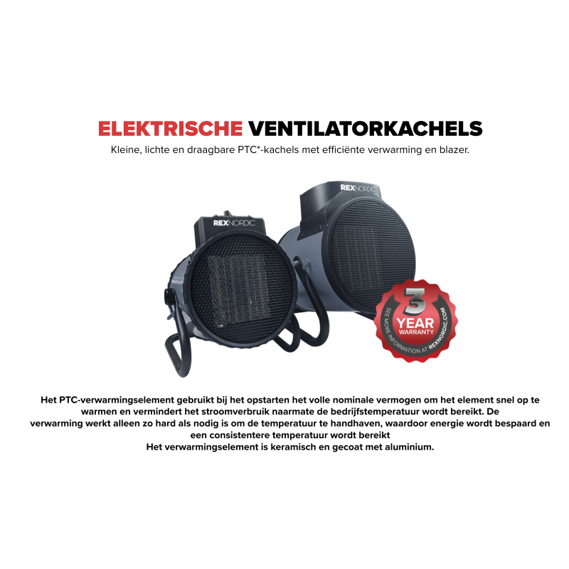 Airrex efficiënte compacte elektrische ventilatorkachel de HEAT 3000