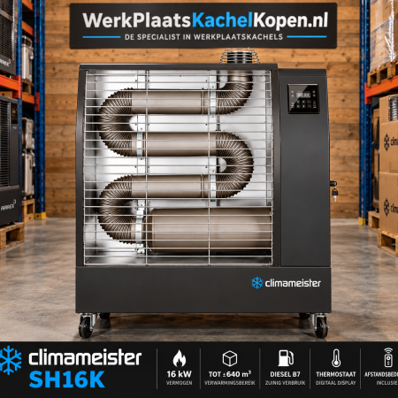 Climameister SH16K diesel infraroodheater 16 kW voor werkplaats en bedrijfshal