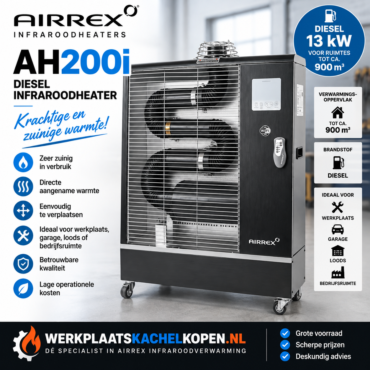 Airrex AH-200i Wifi infraroodheater Voor ruimtes tot 900m3